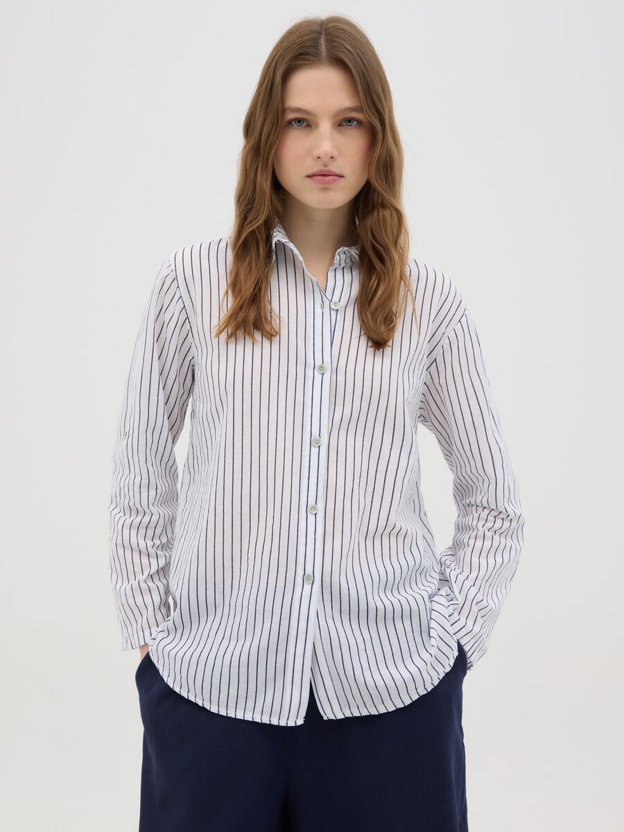 Women's multicolor oversized pure cotton shirt with regular fit_0