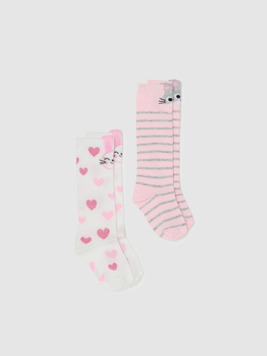 Pack of two pairs of girls' socks in pink cotton blend_0