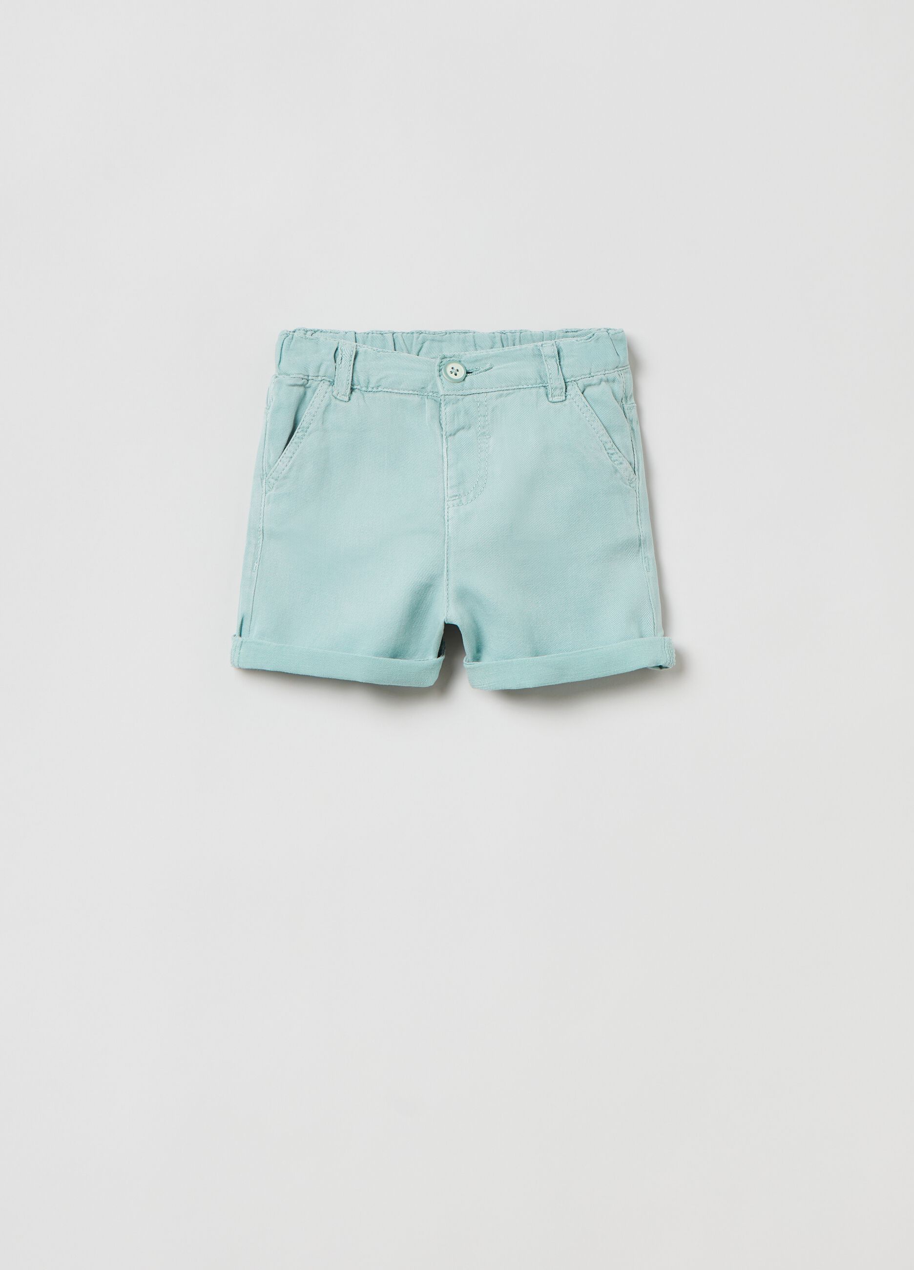 Shorts in Lyocell e lino con tasche_0