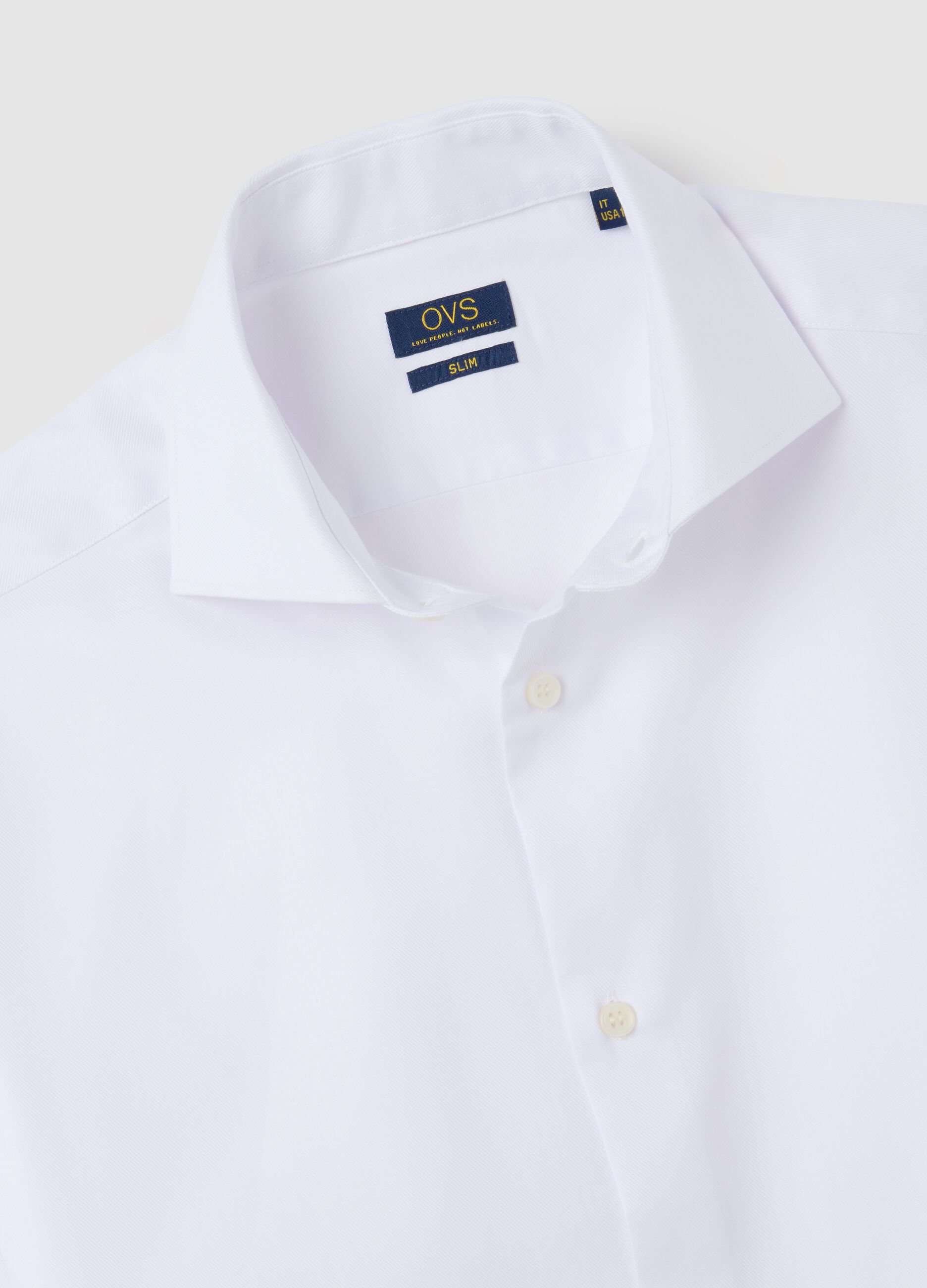 Men's white slim fit pure cotton shirt, easy iron