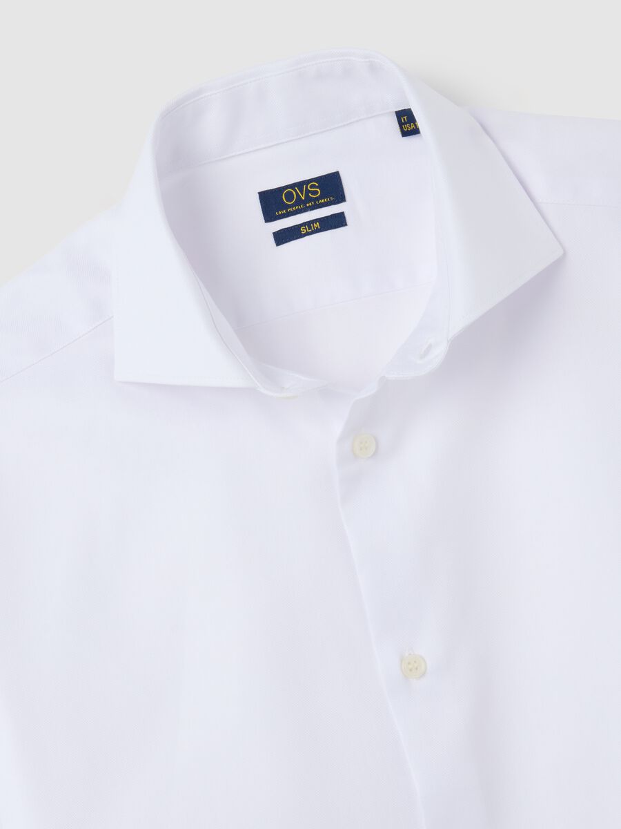 Men's white slim fit pure cotton shirt, easy iron_1