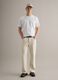 Beige regular fit cotton-linen blend jeans_0
