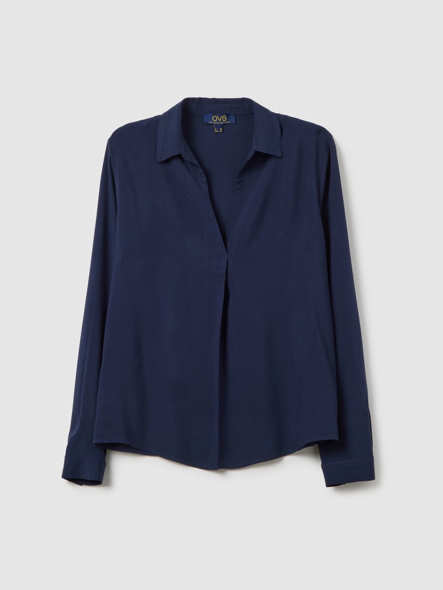Long Sleeve Blue Viscose Shirt_4