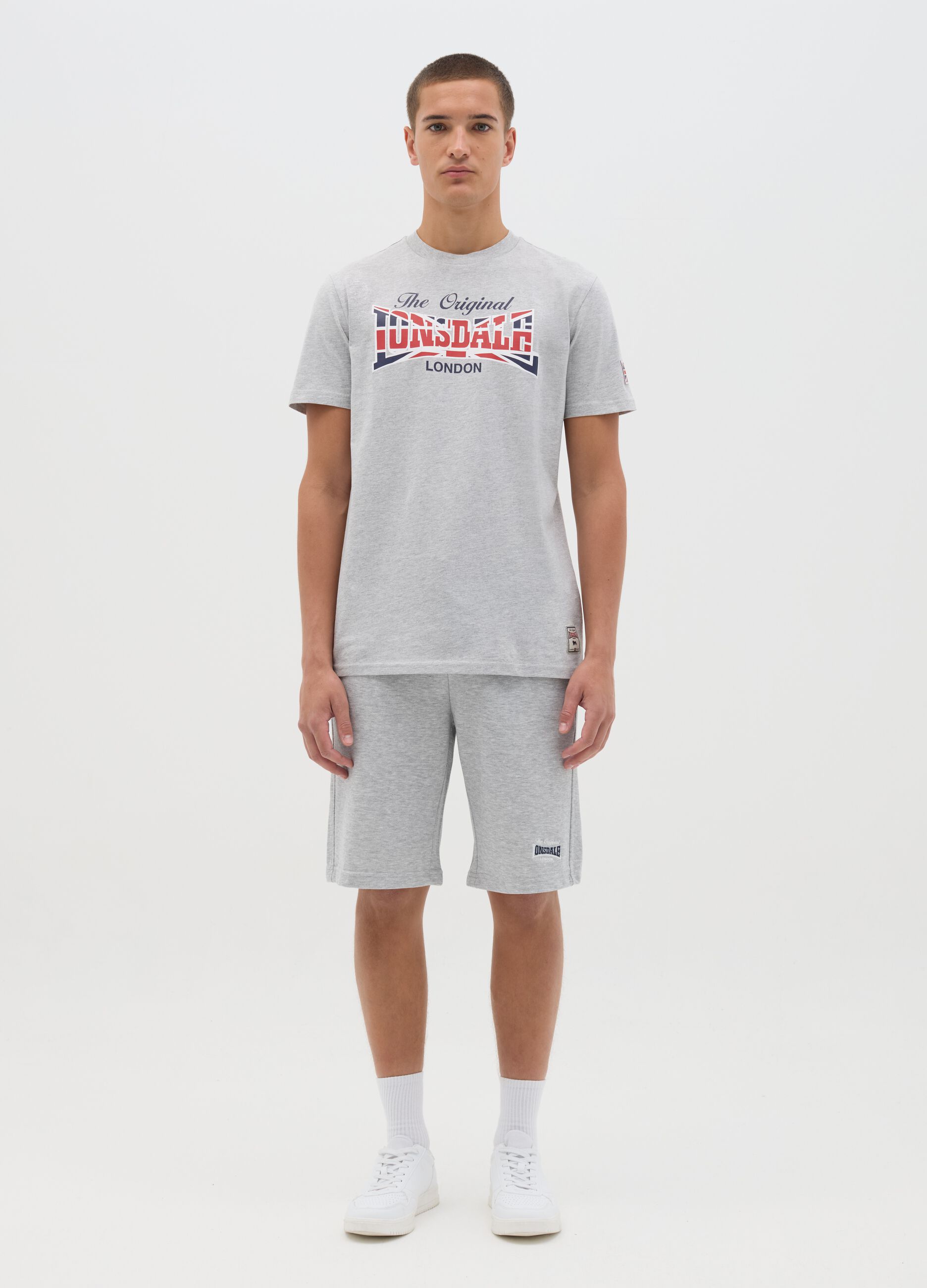Gray short sleeve Lonsdale T-shirt with print