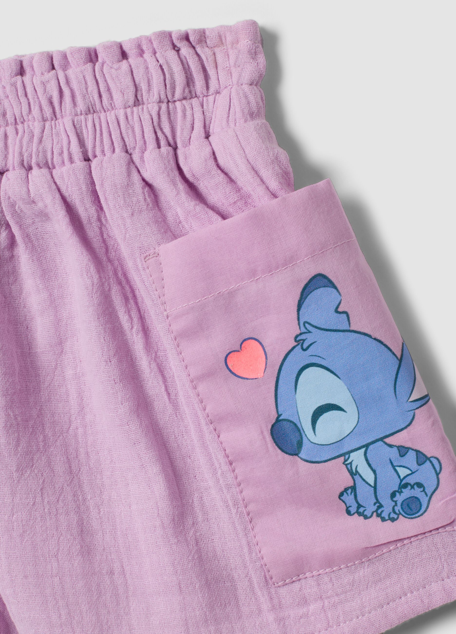 Pink pure cotton set with short-sleeved shirt and shorts