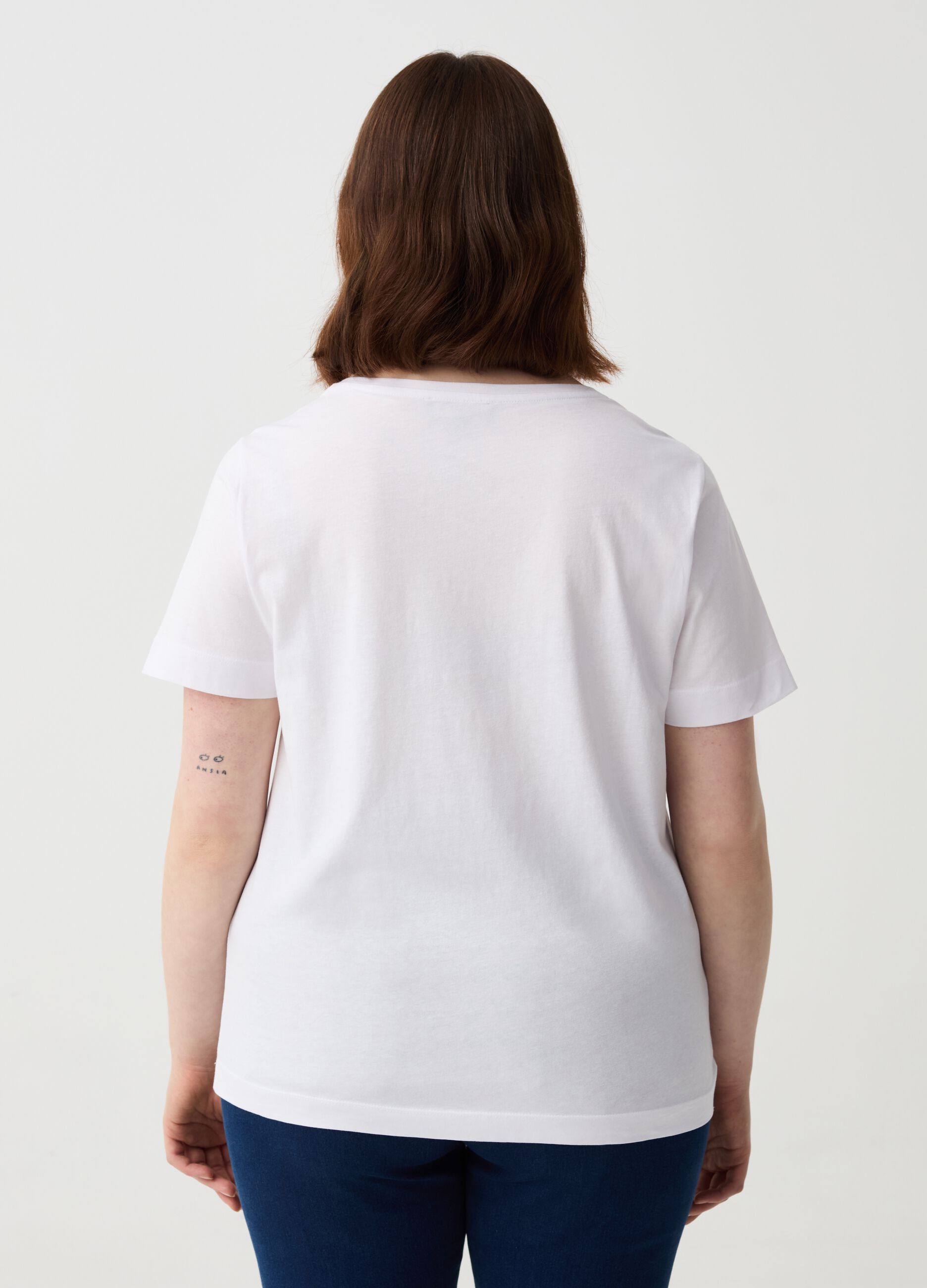 Curvy T-shirt with foil print