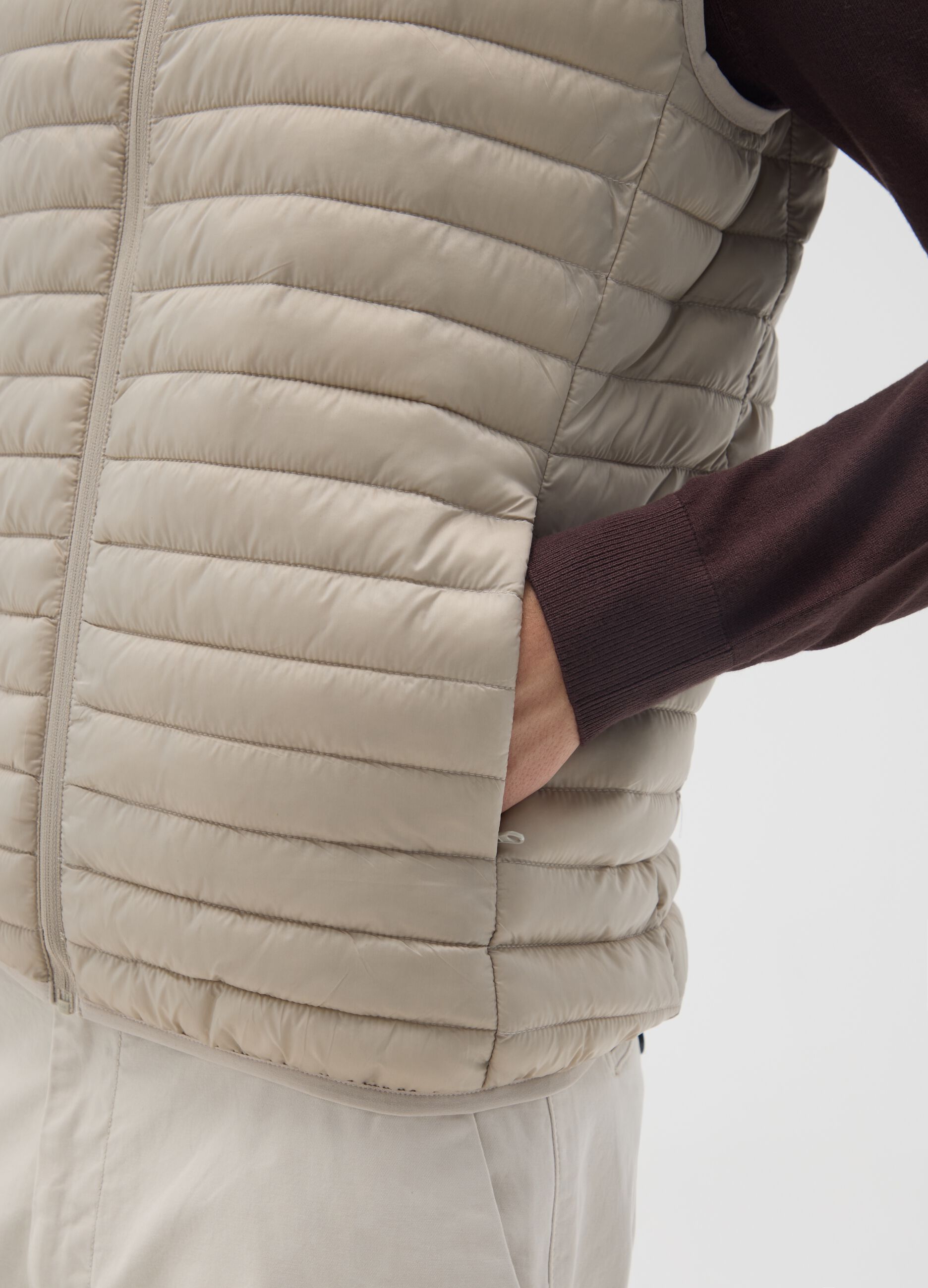 Beige mixed regular fit gilet