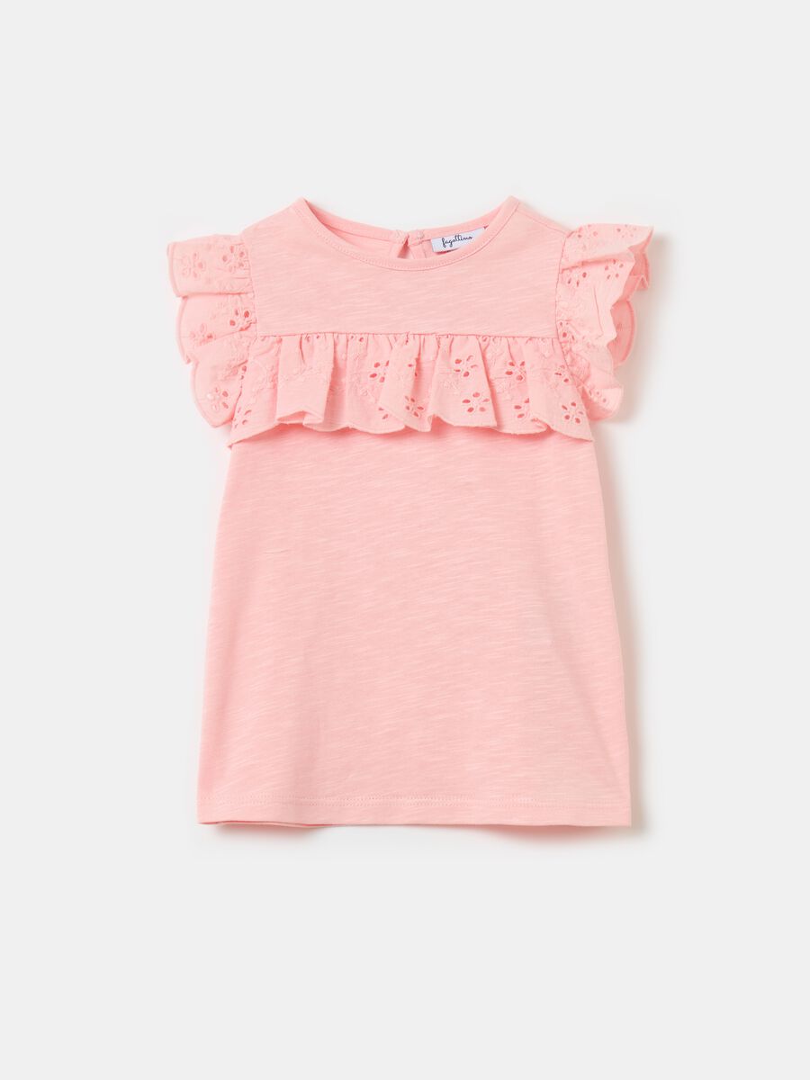 T-shirt with broderie anglaise frills_0