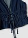 Blue sleeveless denim blouse in pure cotton, slim fit with tie fastening_5