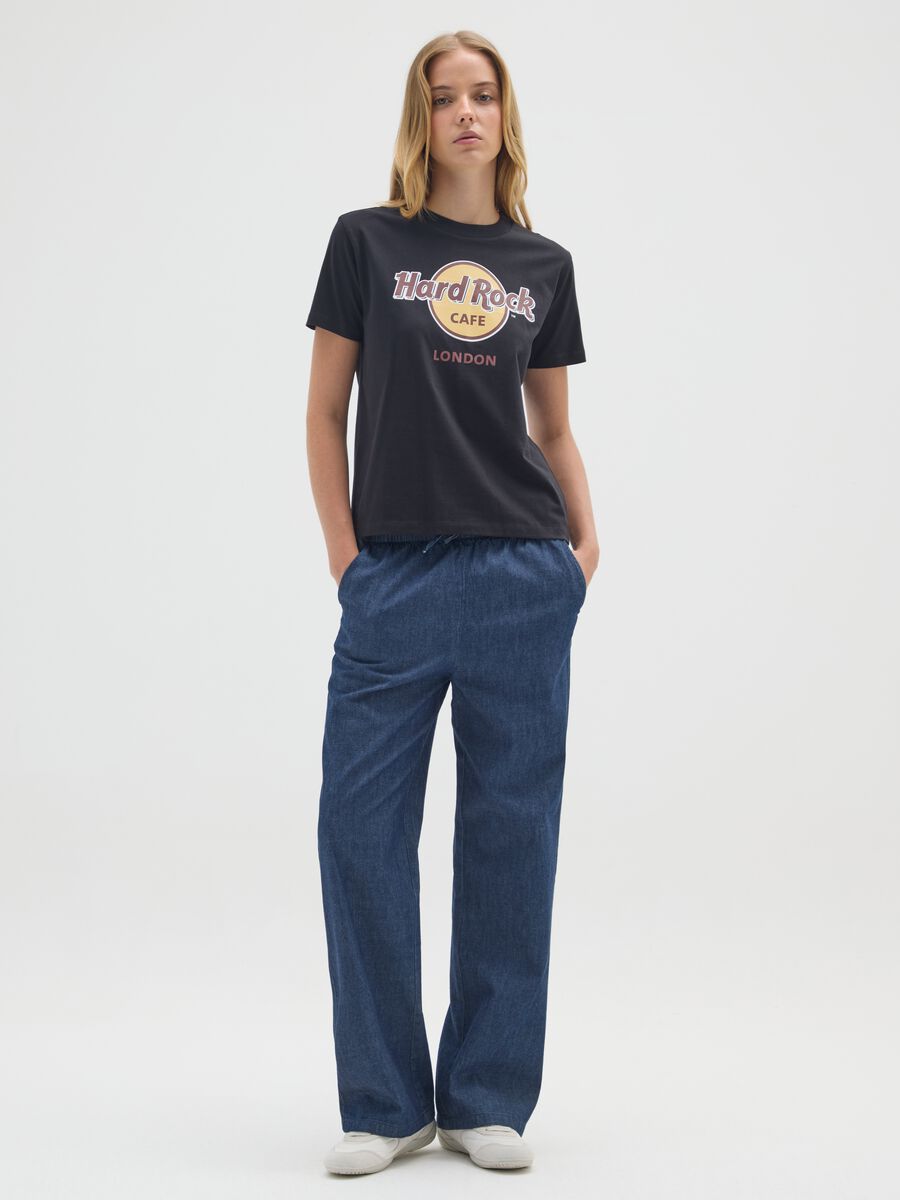 T-shirt nera in puro cotone con stampa Hard Rock Cafe_1