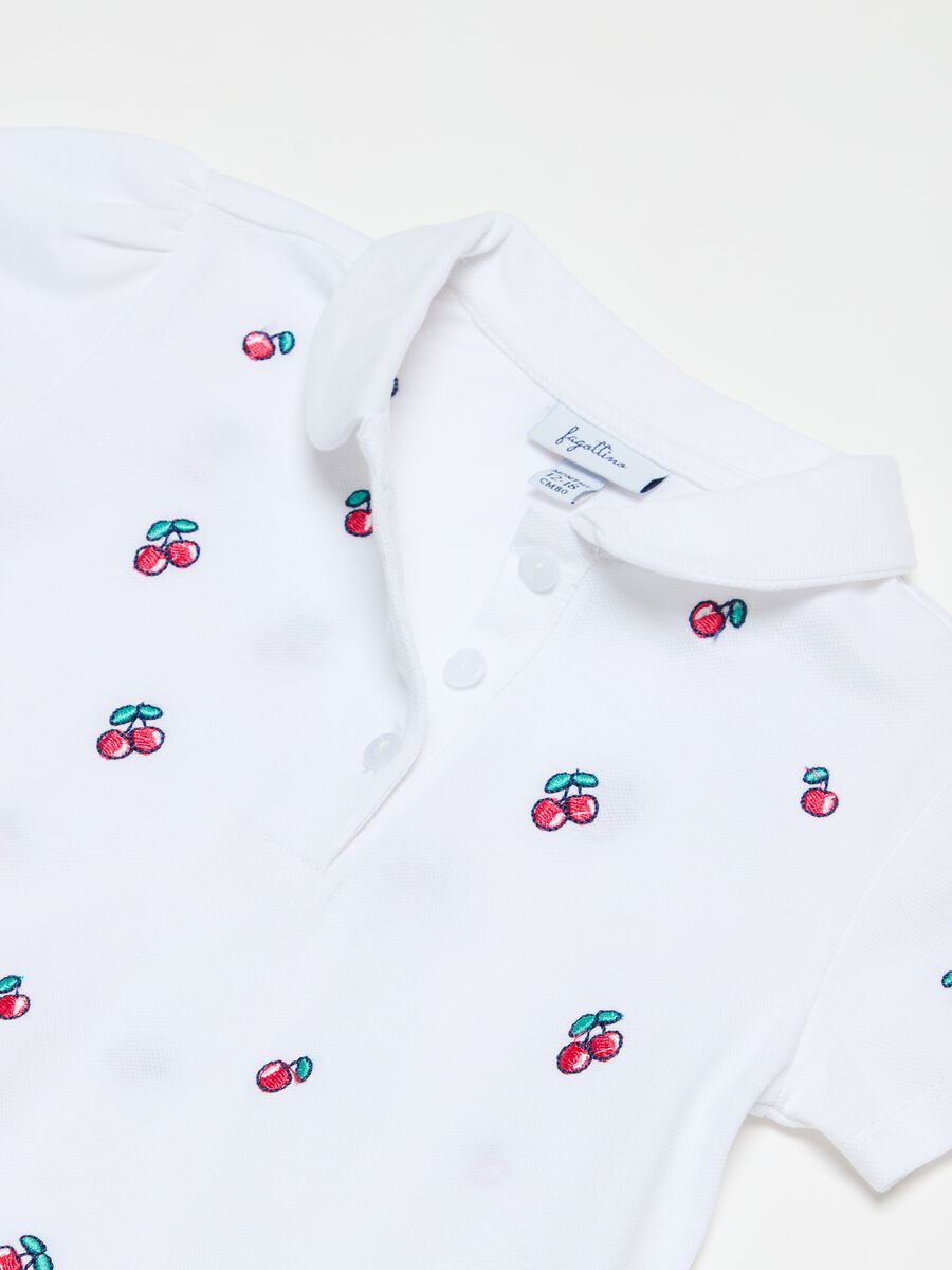 Pique polo shirt with embroidered cherries_1