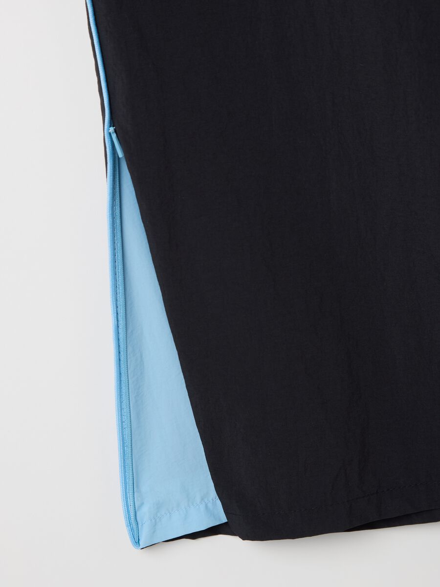 Black nylon joggers with splits and zip_5