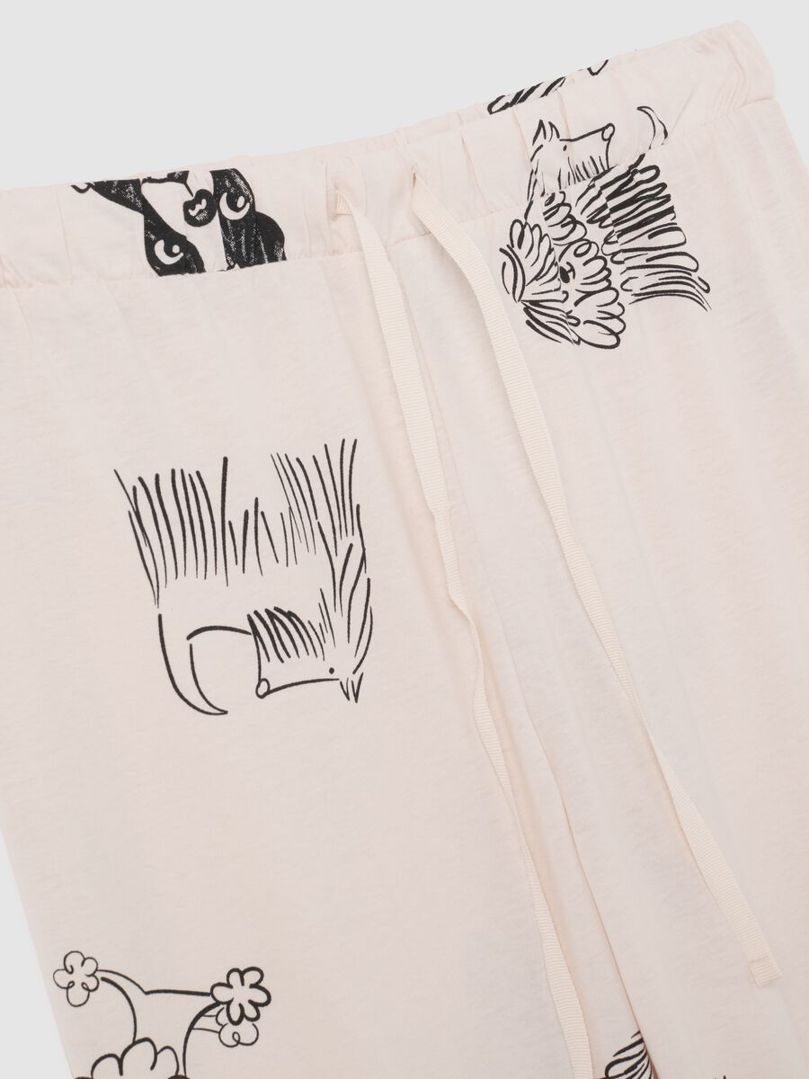 Pigiama in puro cotone beige con stampa_5