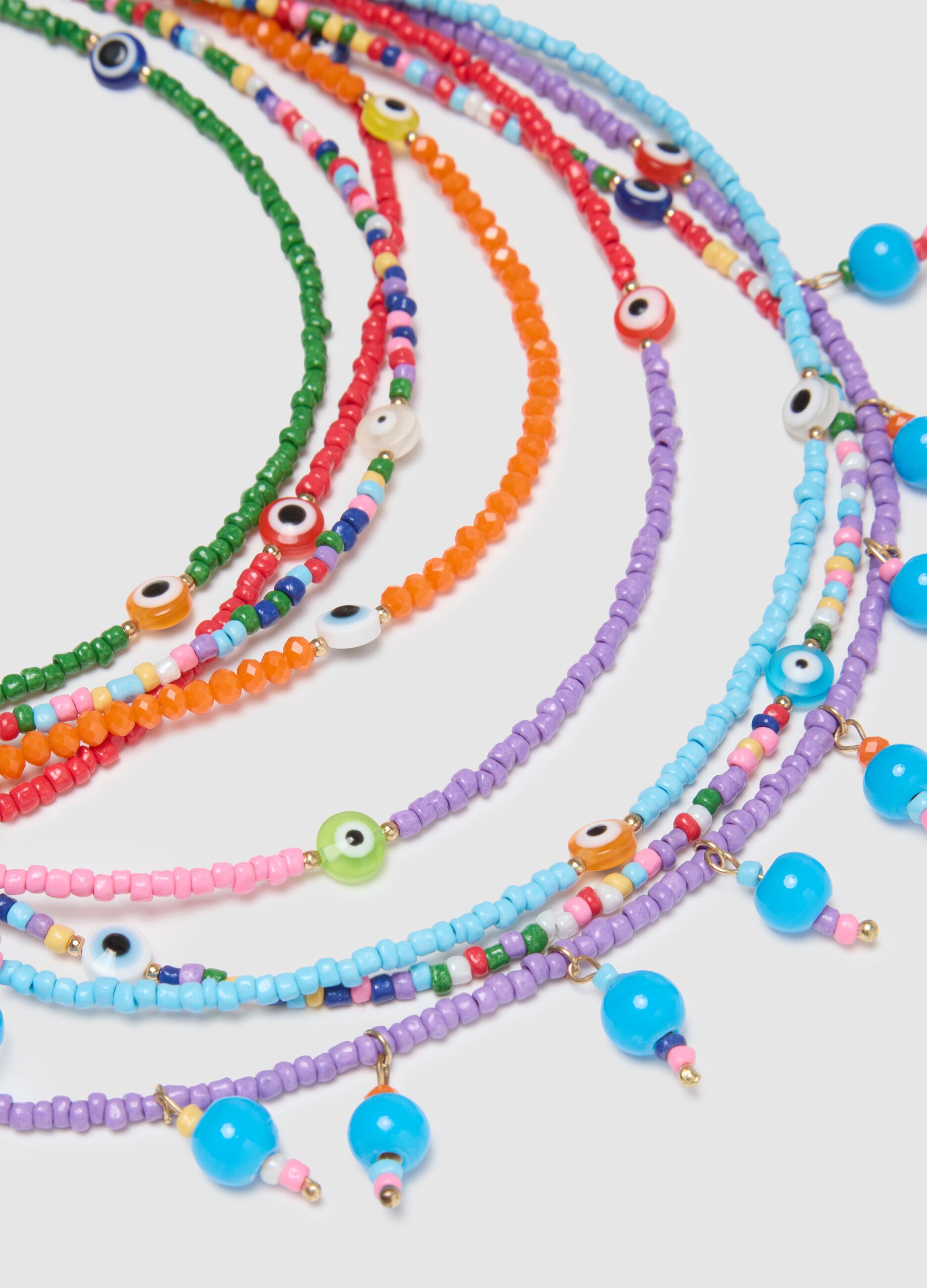 Multicolour glass necklace with layered design