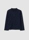 Maglia blu notte dolcevita in puro cotone a cuori_0