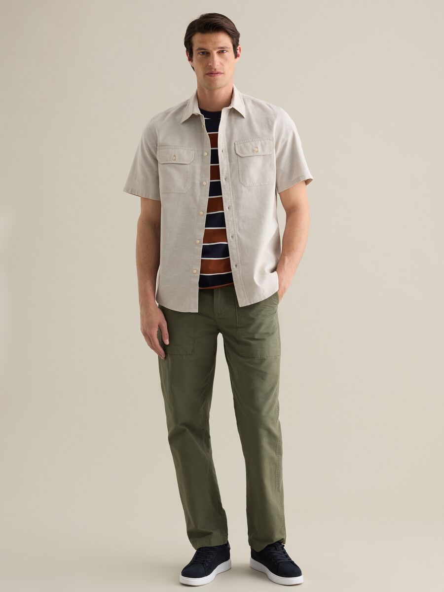 Cotton and Linen Shirt with Pockets Lead_1