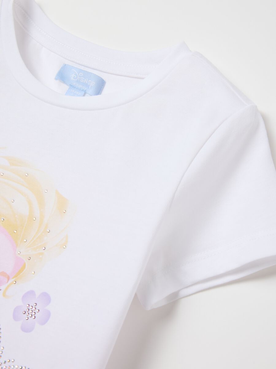 White stretch cotton T-shirt with Elsa print_3