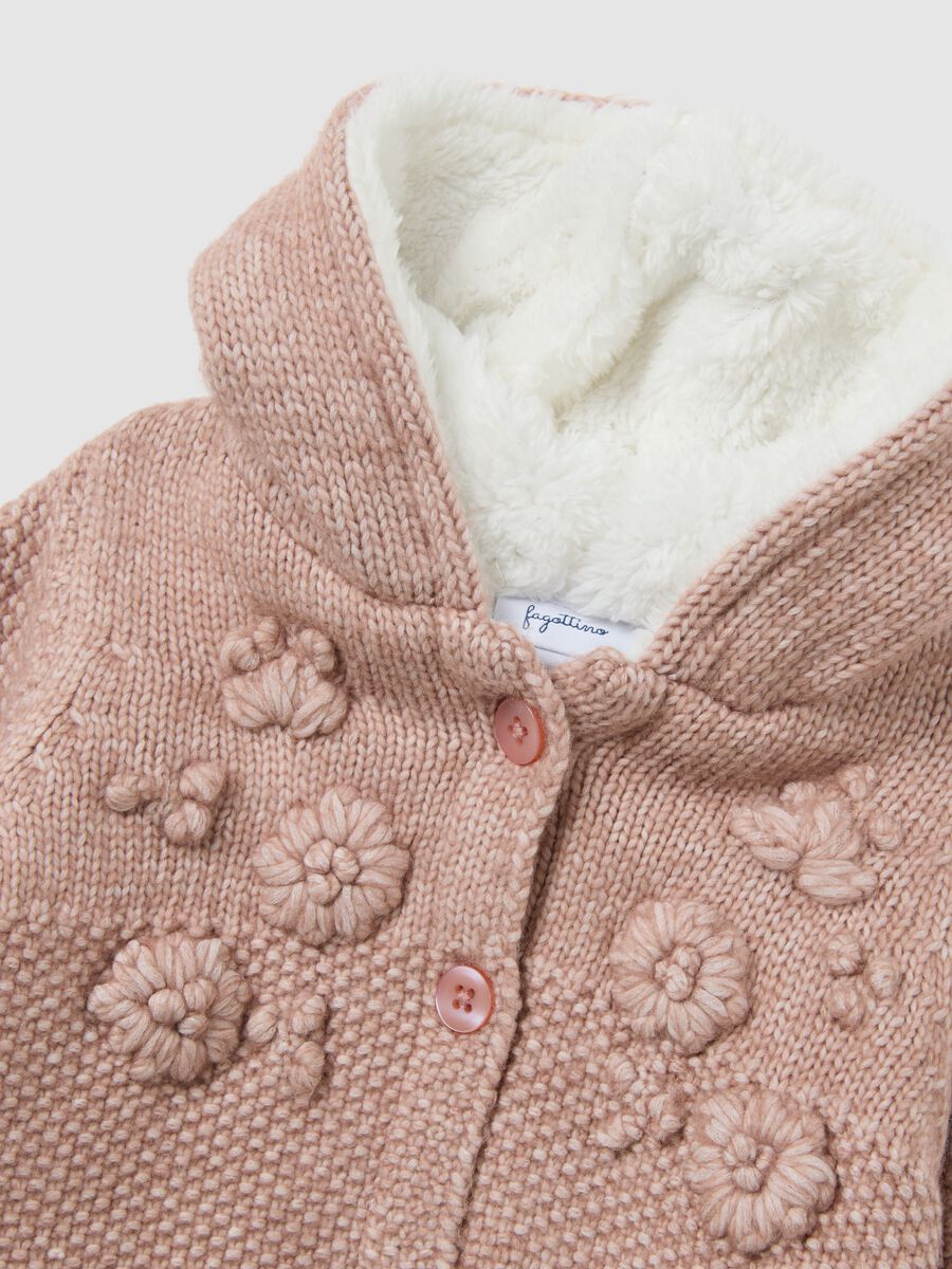 Giacca rosa con cappuccio da neonata regular fit con dettagli floreali_2