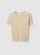 Beige viscose blend regular fit T-shirt with transparent accents_5