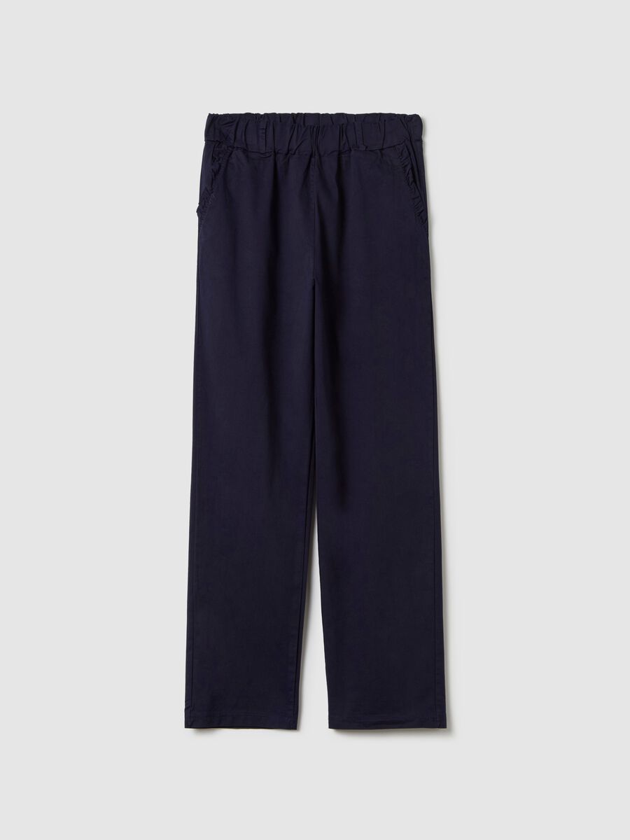 Stretch cotton trousers with drawstring_4