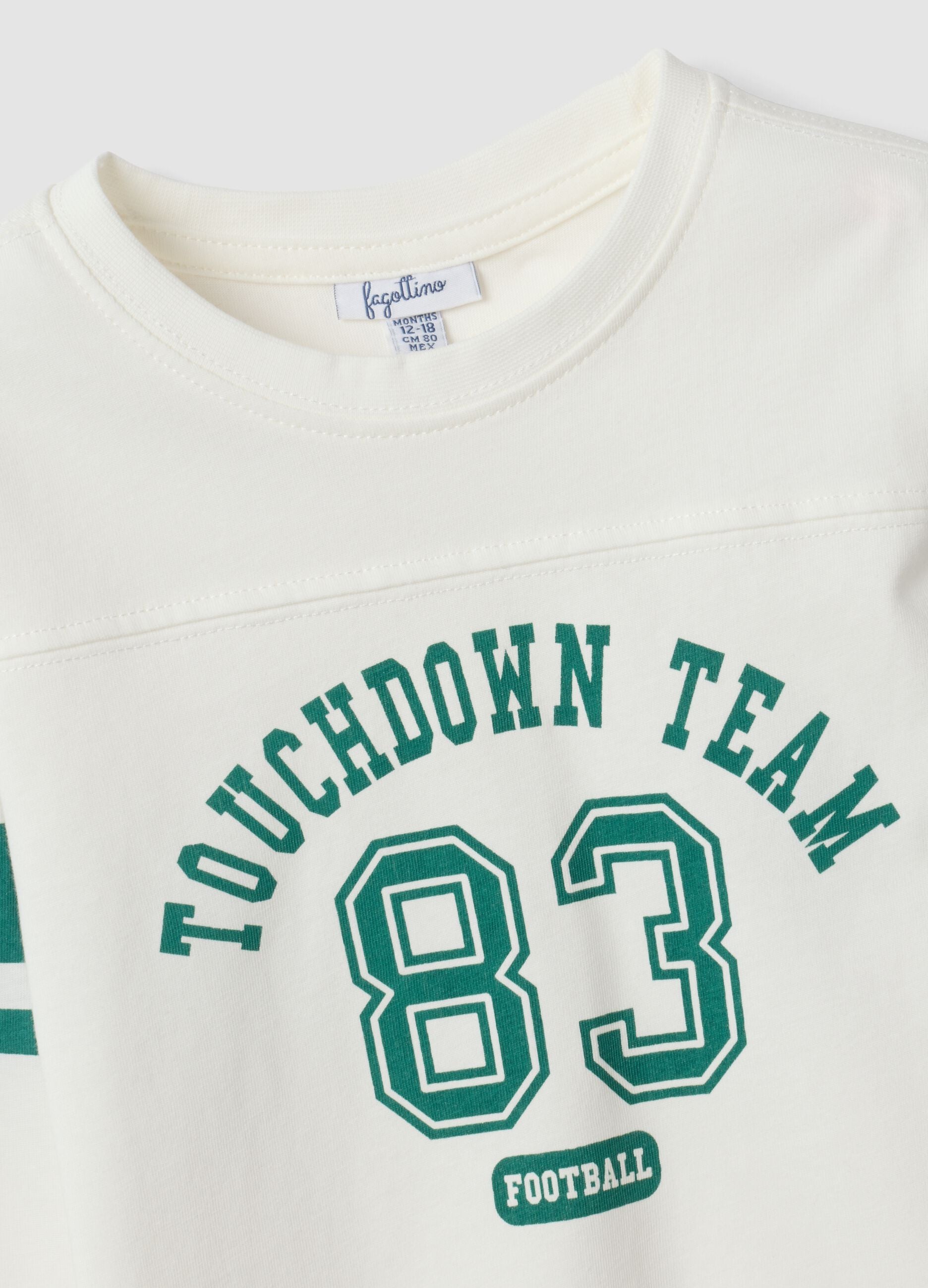 White organic cotton crew-neck T-shirt for boys
