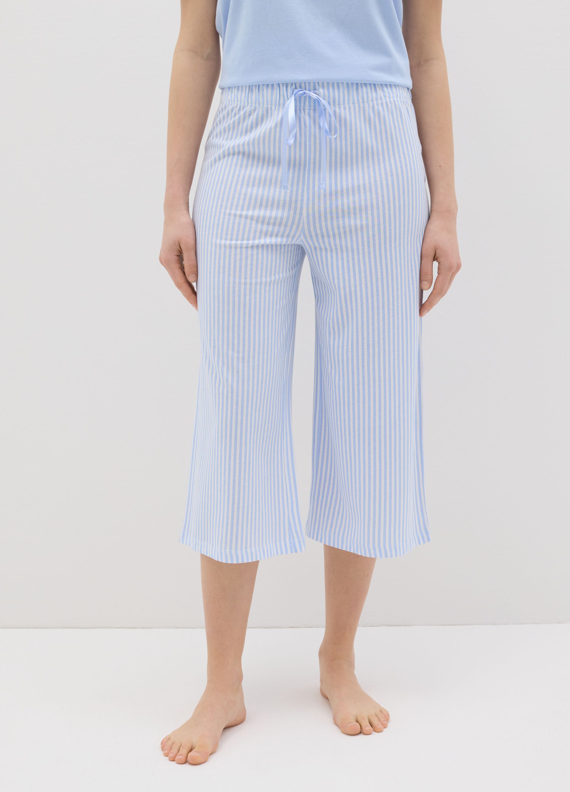 Striped pyjama trousers with drawstring