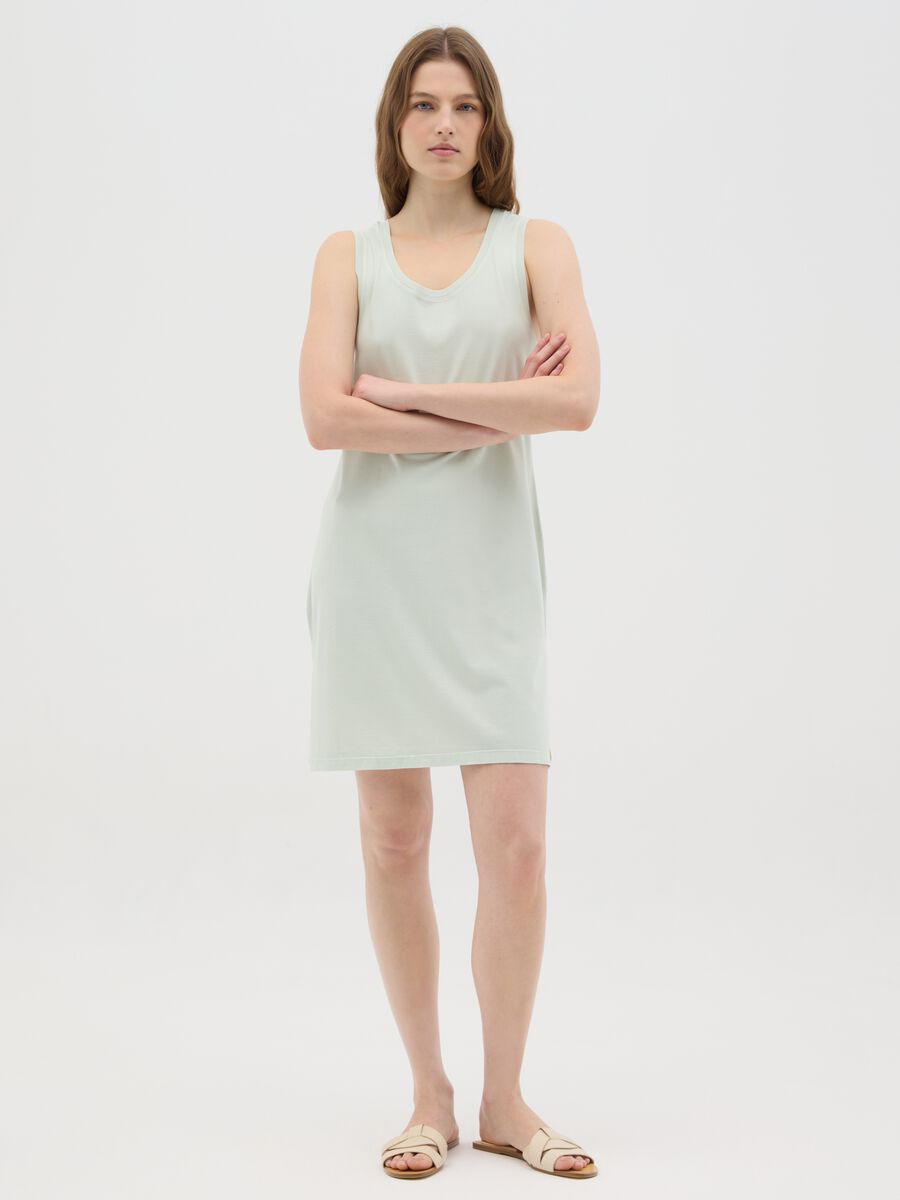 Women’s green long dress in 100% cotton_0
