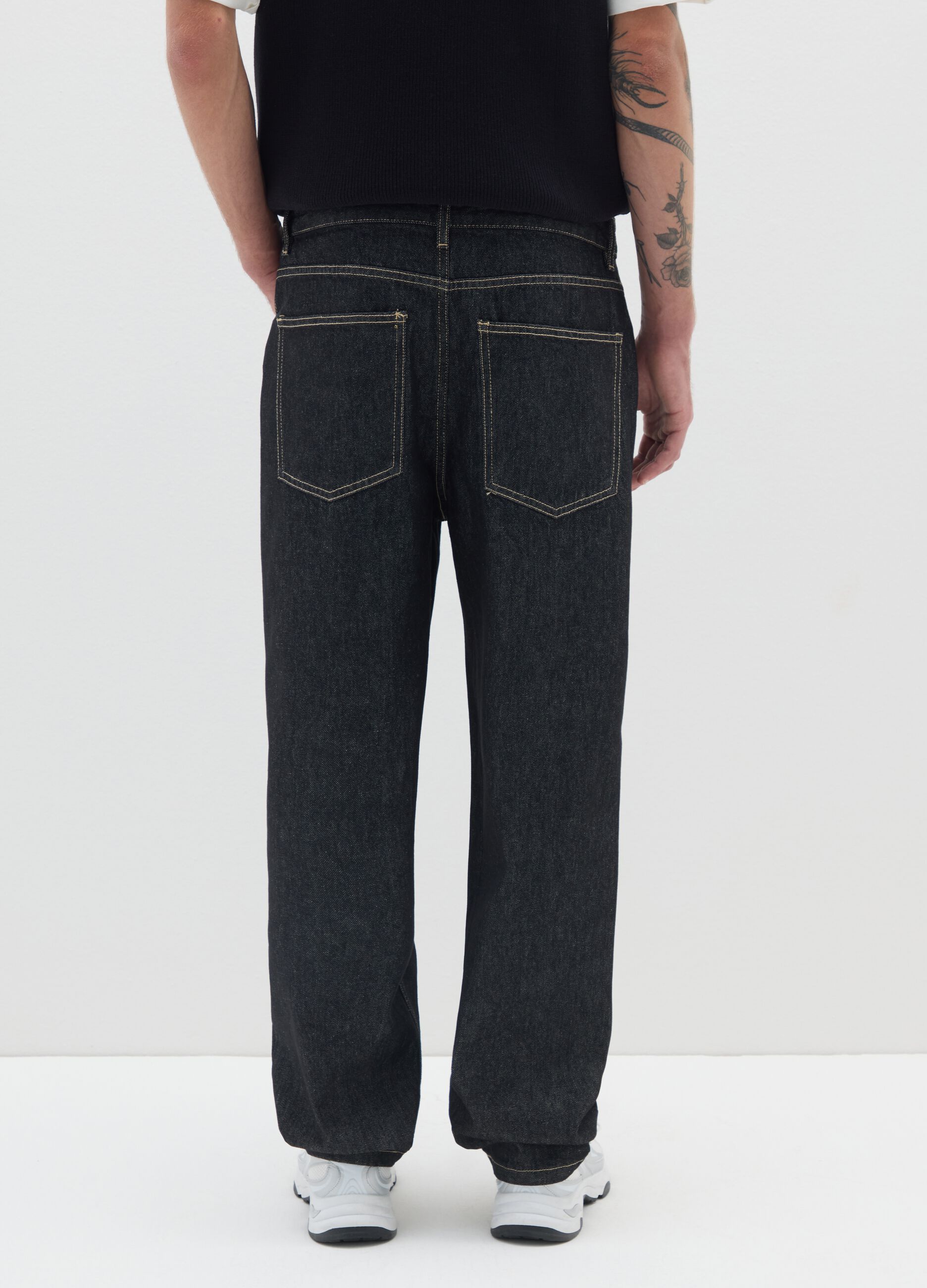 Jeans neri baggy in puro cotone