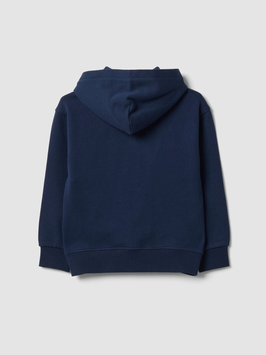 Felpa blu con cappuccio in puro cotone organico over fit per bambino_1