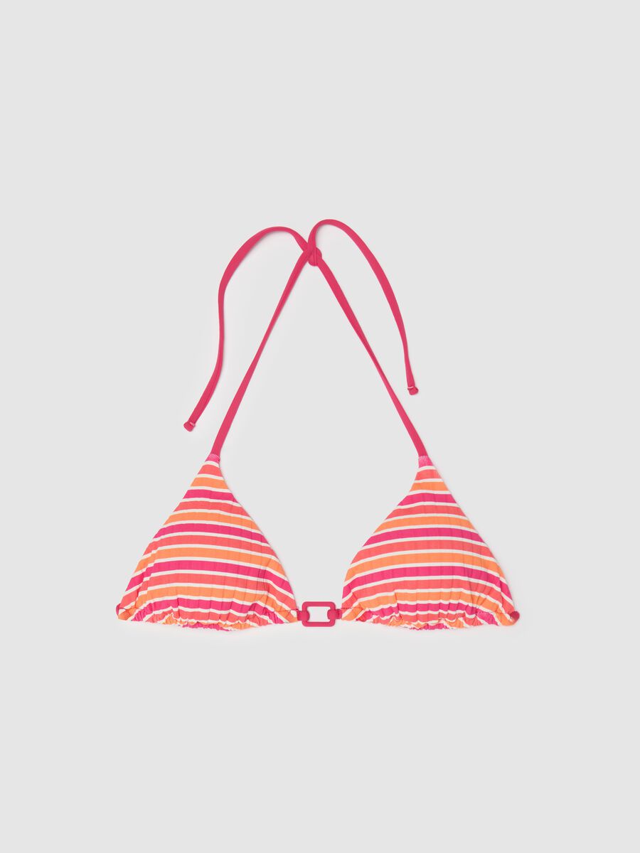 Women’s bikini top in multicoloured stretch fabric with no padding_4