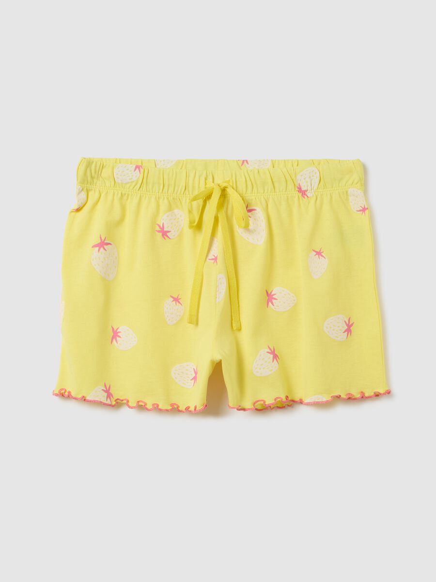 Women's Yellow Pure Cotton Shorts_4