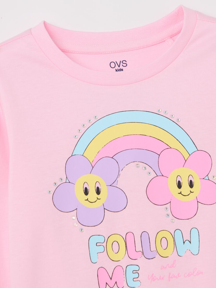 Cotton T-shirt with print and long sleeves_2