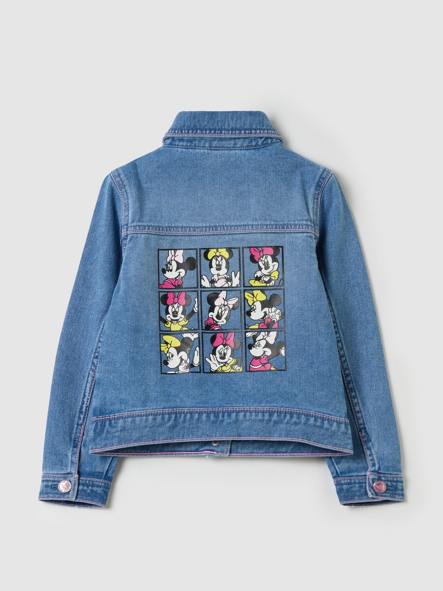 Denim jacket with flounce and Minnie Mouse embroidery_1