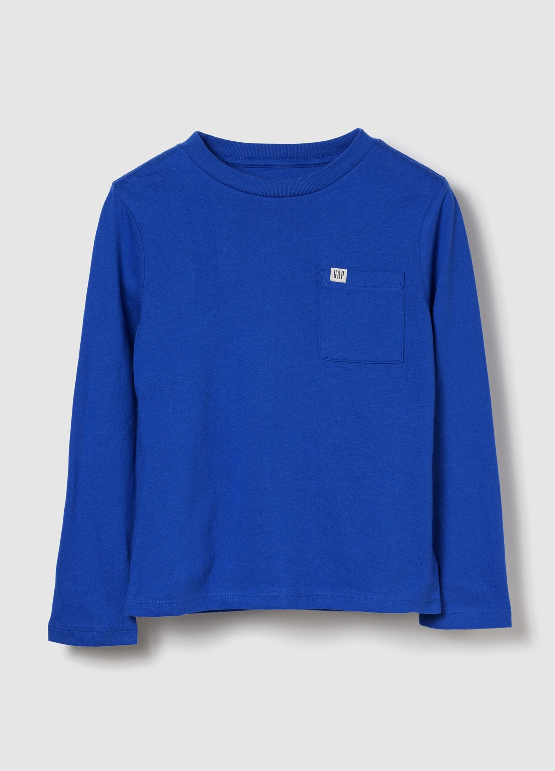 Long Sleeve Blue Cotton T-shirt