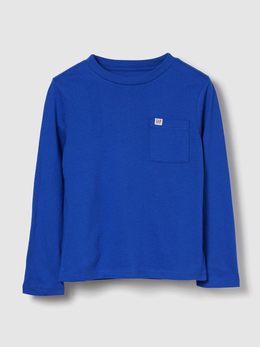 Long Sleeve Blue Cotton T-shirt_0