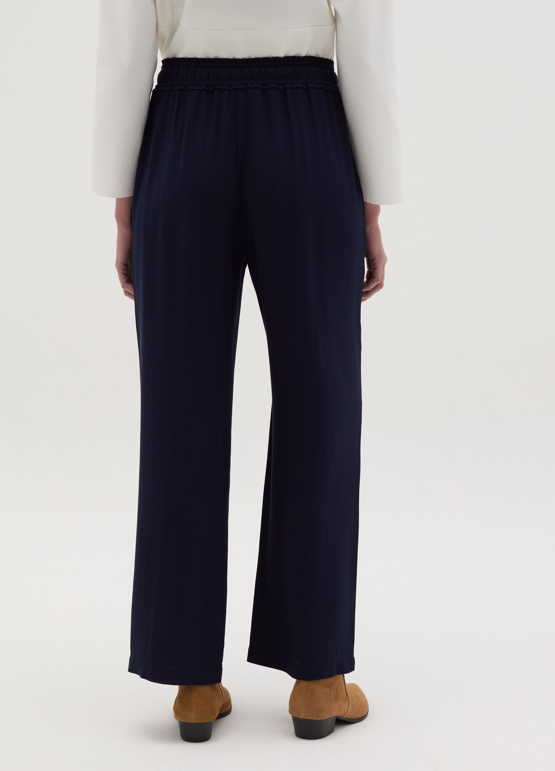 Pantalone jogger in viscosa con coulisse