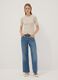 Beige fitted ribbed viscose-blend knit top_1