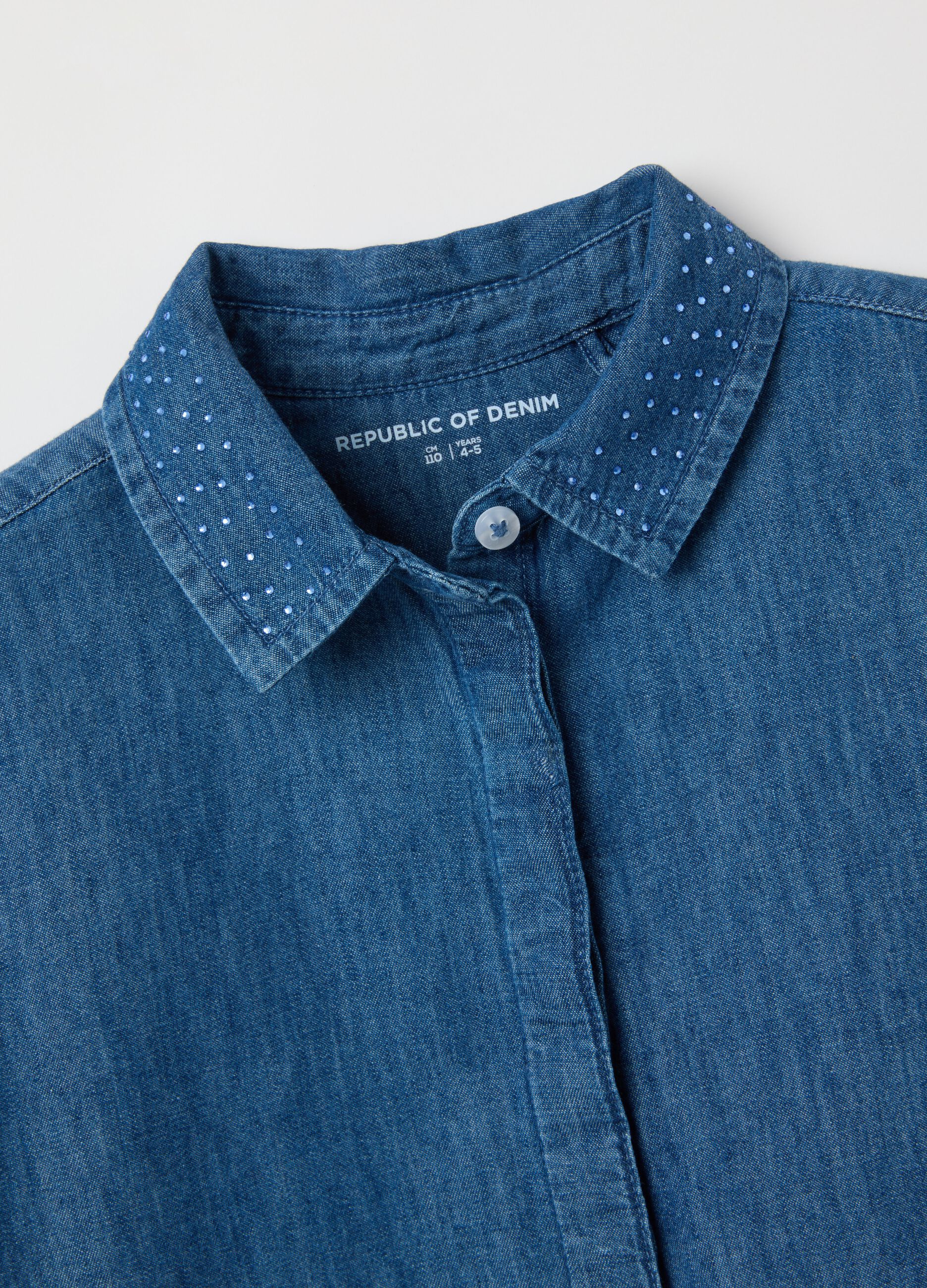 Girls' pure cotton denim shirt regular fit