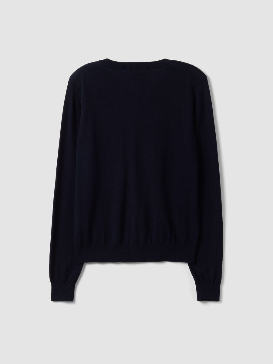 Navy wool-blend crew-neck cardigan_6