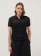 Black regular fit polo with mesh texture_0