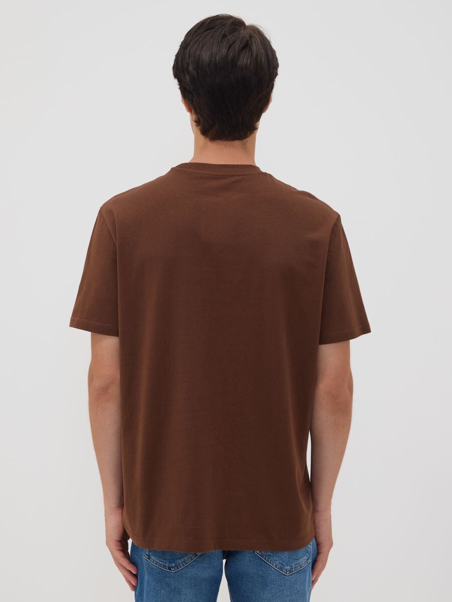 Brown pure cotton jersey slogan T-shirt, regular fit_3