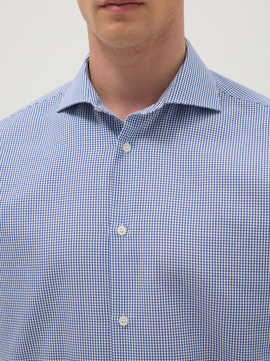 Light blue checked pure cotton regular fit easy iron shirt_1