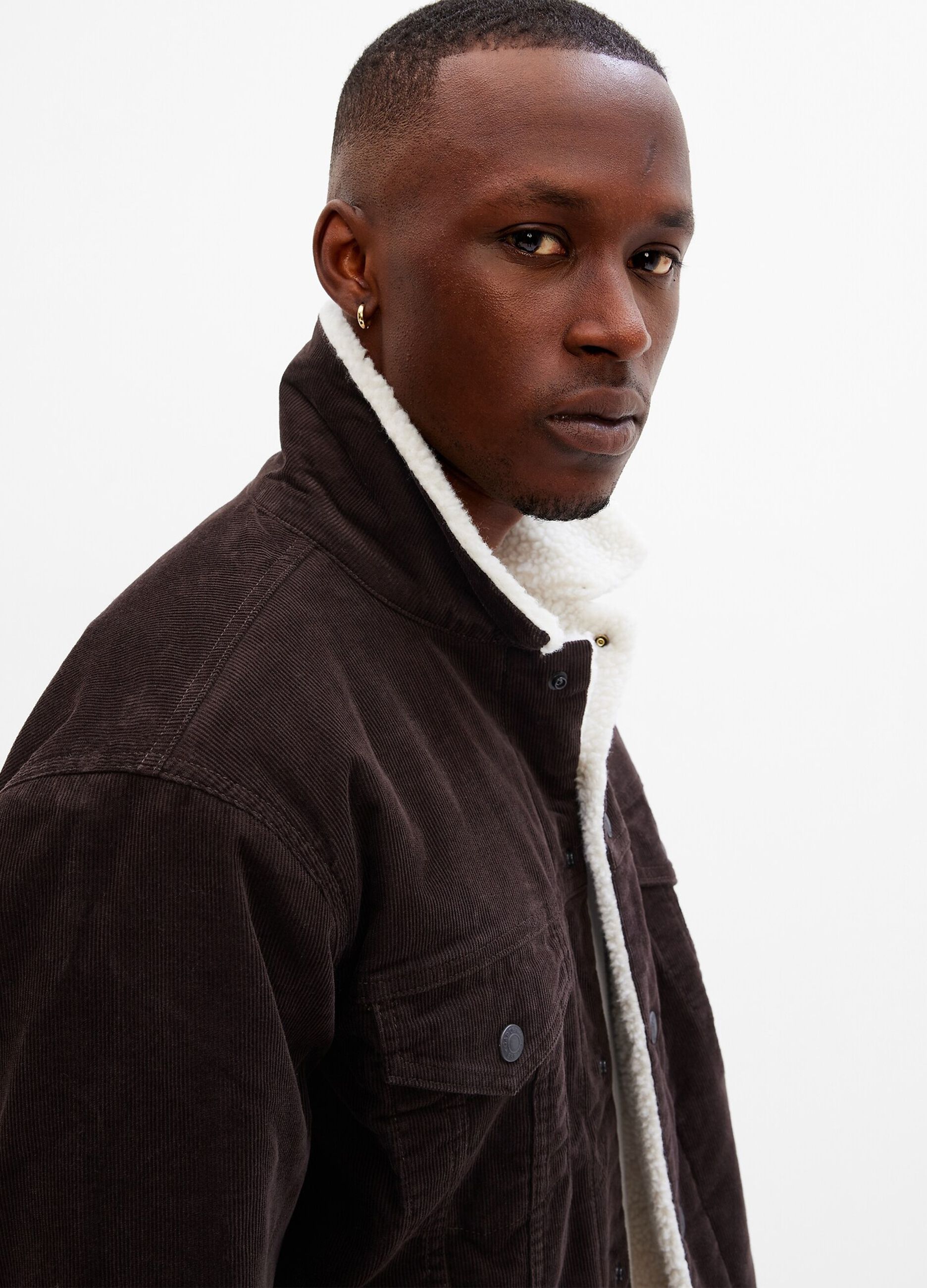 Corduroy jacket with sherpa lining