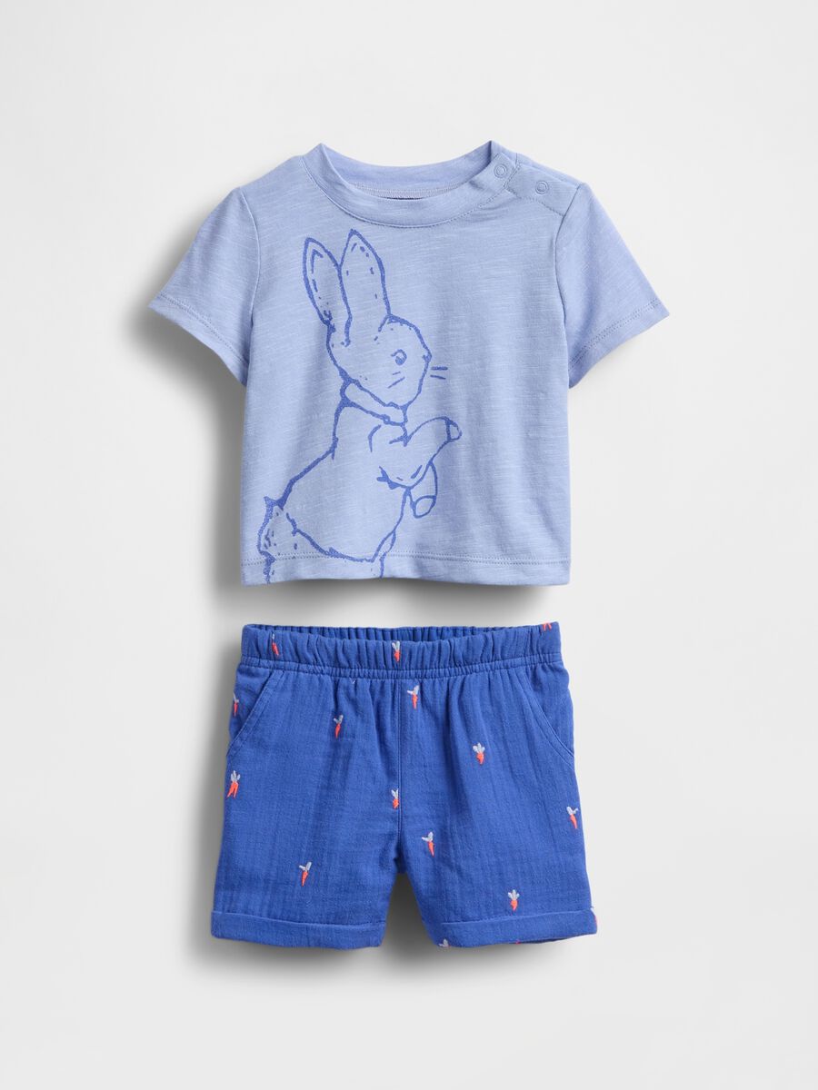 Summer set with blue t-shirt and blue shorts_0
