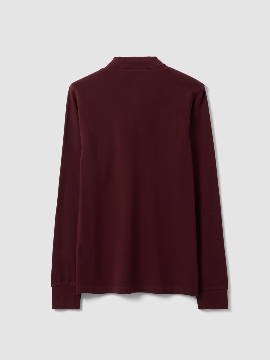 Polo rossa in piquet di puro cotone organico a maniche lunghe regular fit_1
