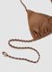 Brown triangle bikini top in stretch fabric with braided tie straps_5