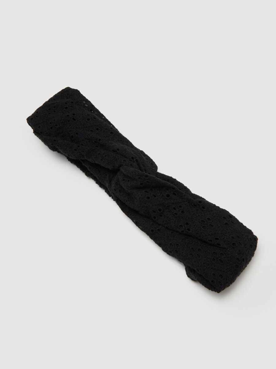 Fascia per capelli da donna in puro cotone nero_2