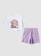 White and purple pure cotton jogging set for girls, regular fit_0