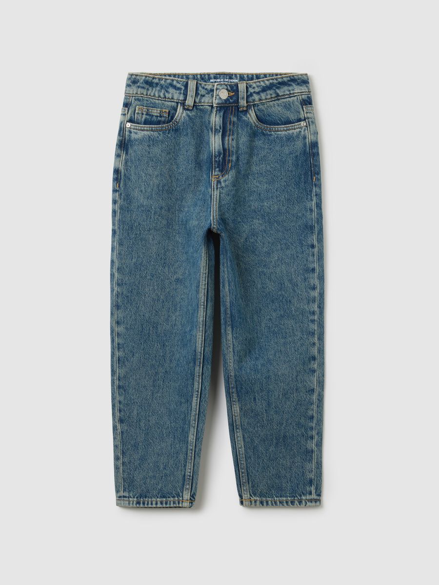 Jeans baggy da ragazzo in puro cotone denim_3