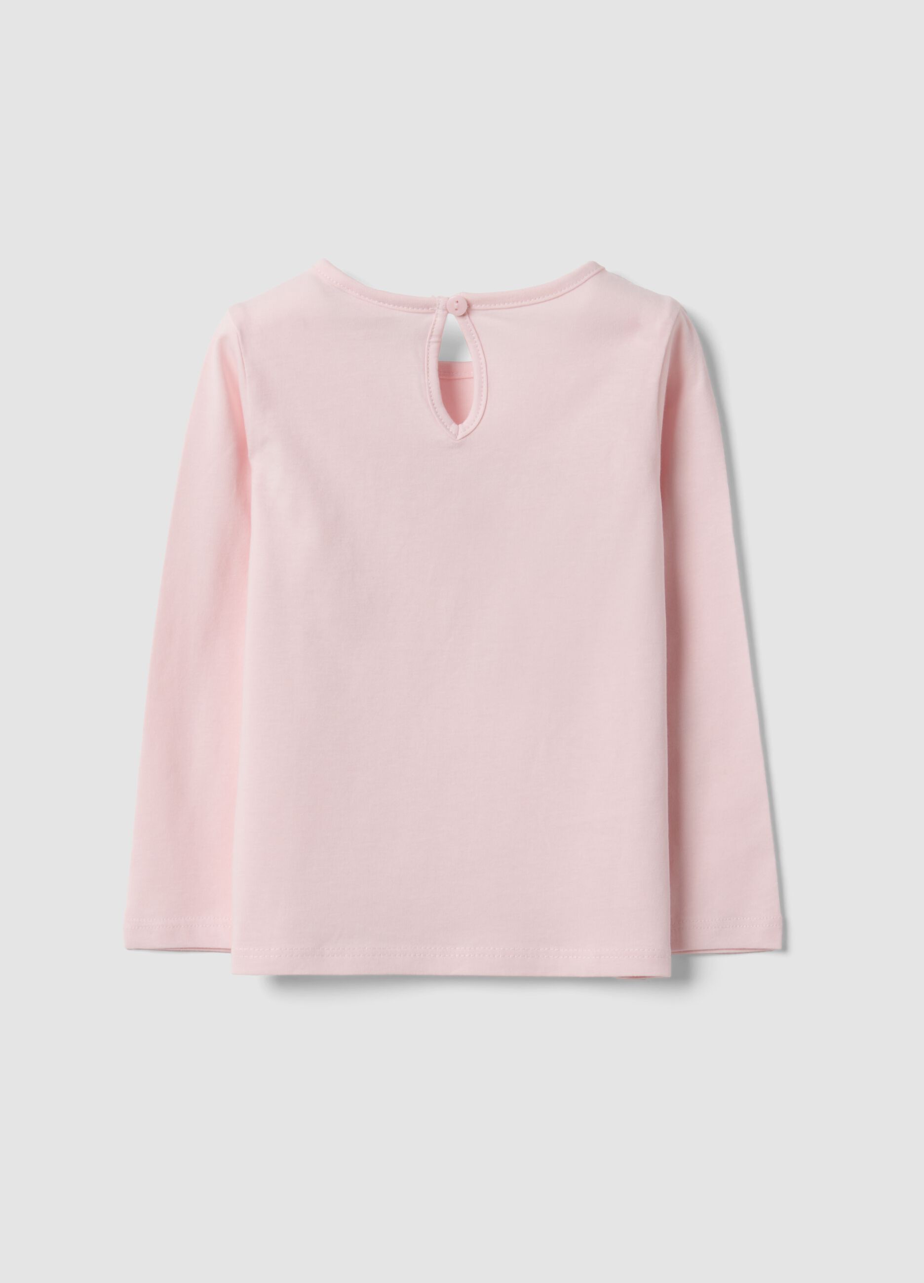Maglietta rosa in puro cotone organico con stampa orsetti per bimba
